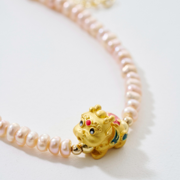 紫珍珠貔貅手鍊,吉祥寓意✧溫潤光澤,U60660003,紫珍珠貔貅手鍊,寓意吉祥,淡紫色珍珠