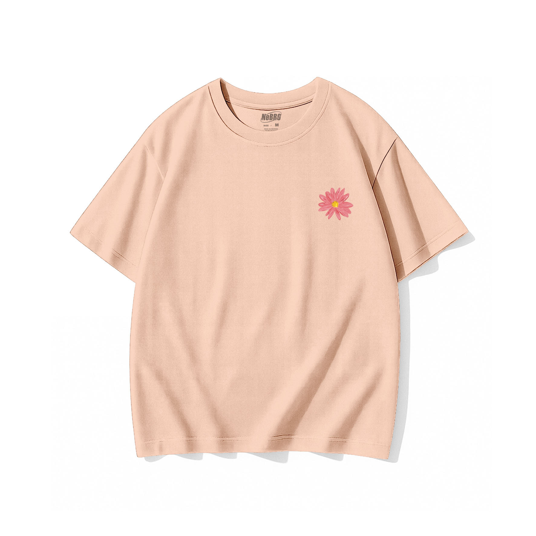 NeBro｜微笑粉紅花花 短T,上衣,純棉,時尚,短袖,短TEE