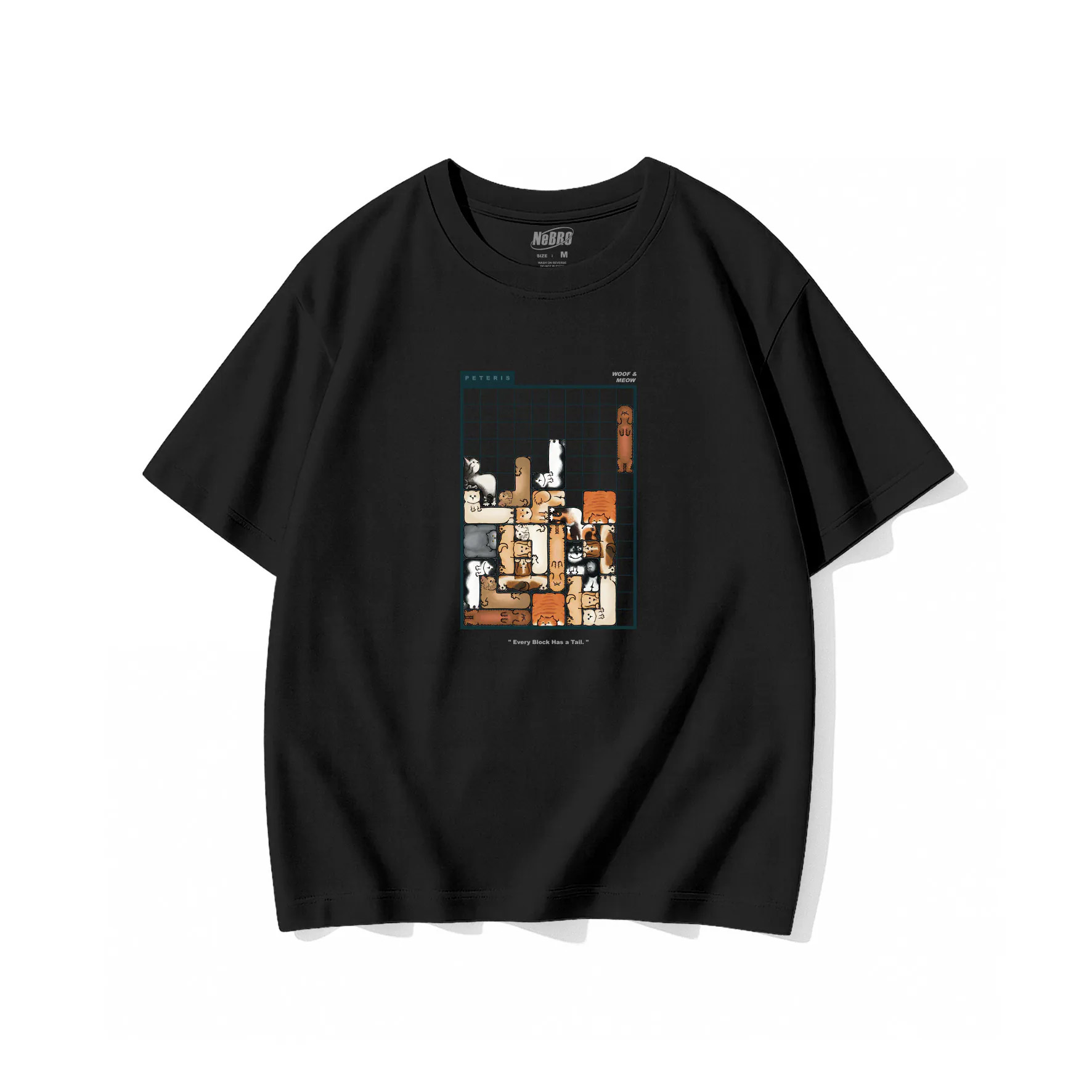 NeBro｜汪喵俄羅斯方塊 短T,短袖,短TEE,時尚,上衣,純棉