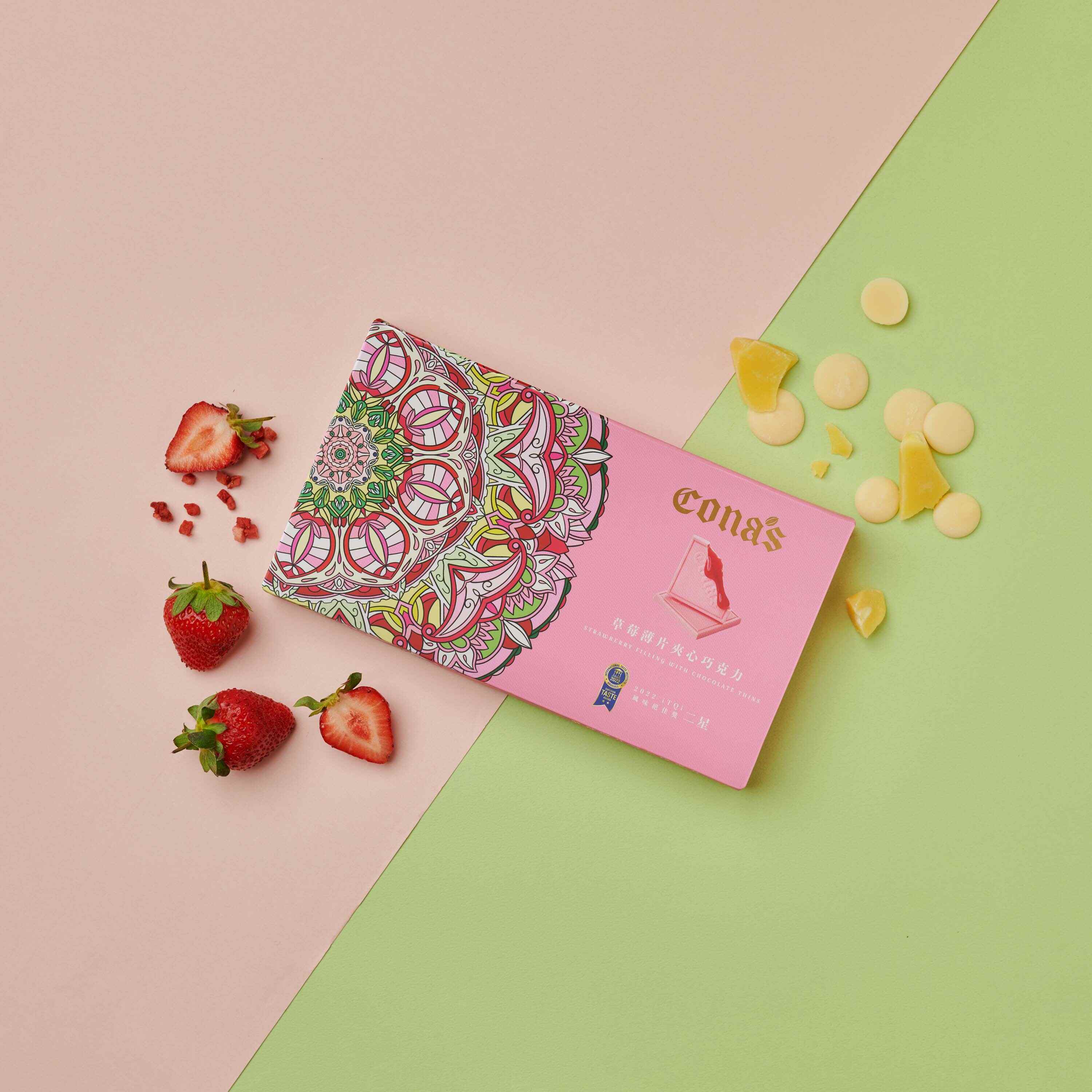 薄片夾心巧克力,妮娜,草莓,檸檬,烏龍,紅玉