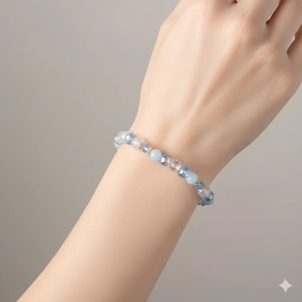 五行水晶手鍊(水)｜活絡財流・溝通順暢・機會不斷,五行招財,水晶手鍊推薦,智慧象徵,氣場平衡,成長能量水晶