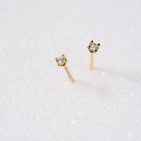 9K 經典單鑽耳釘(鑽石單支0.035CT)(金/銀)