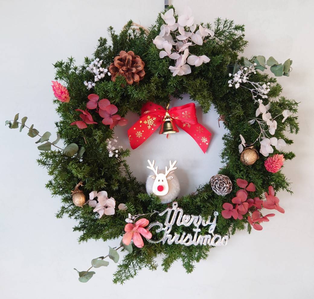 【Flower Plus】永生雪松聖誕花圈｜聖誕節禮物 MERRY CHRISTMAS