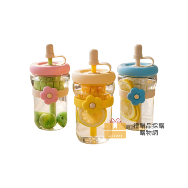 【客製化】花花吸管玻璃水壺｜企業禮贈品採購
