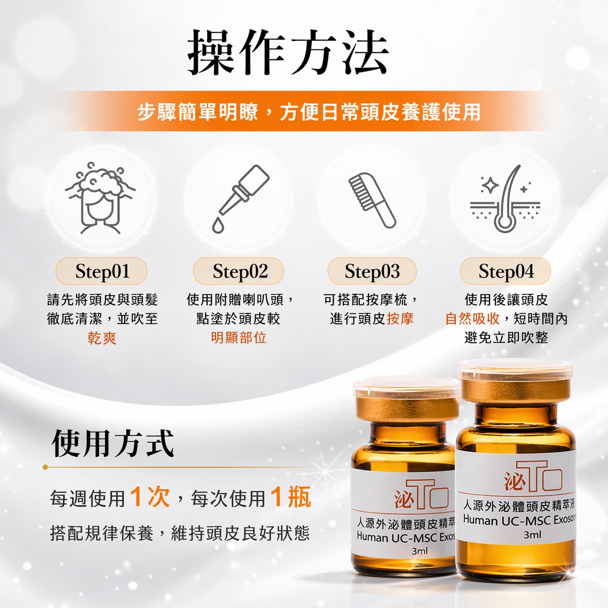 人源外泌體頭皮精萃安瓶1瓶/3ml,(頭皮專用安瓶),U60230001,人源外泌體頭皮精萃安瓶1瓶/3ml,泌TO外泌體商品,人源外泌體頭皮精萃安瓶