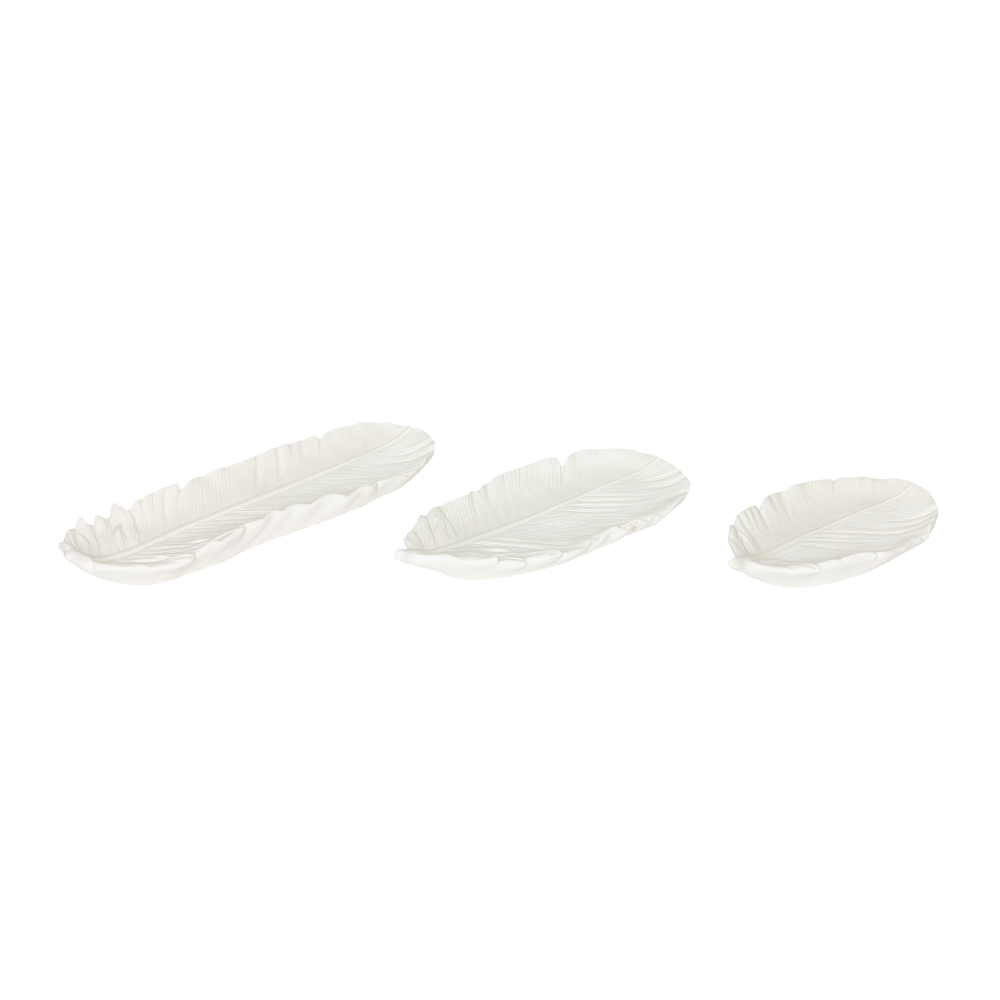 白色立體葉片陶瓷碟盤-3件組