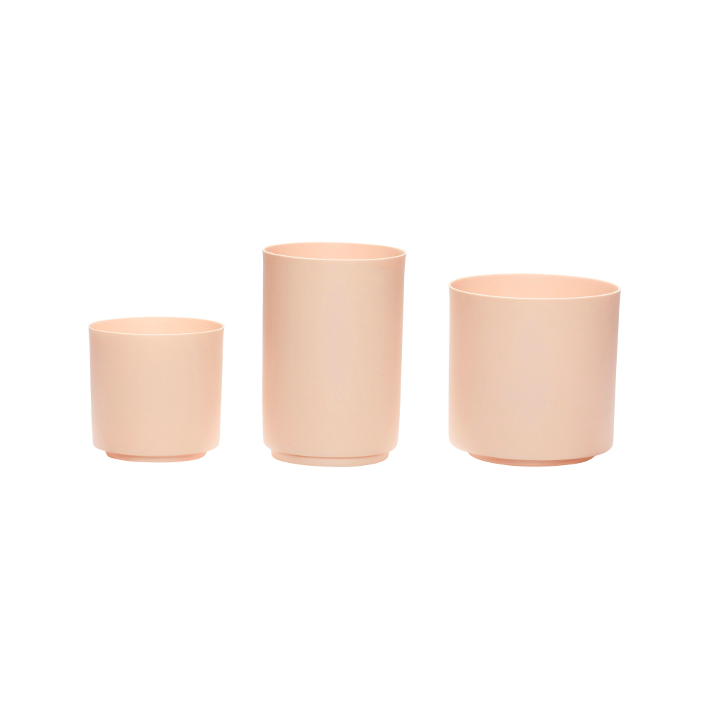 裸粉色陶瓷燭台-3件組