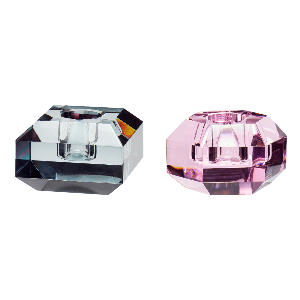水晶玻璃寶石造型燭台-2色1組