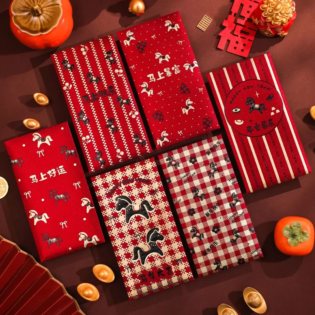 萌趣黑馬紅包袋（6入混裝）