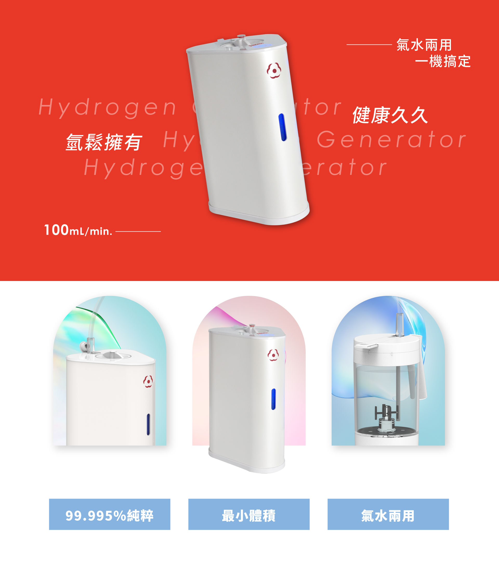 氣水兩用行動氫呼吸機(NK100)