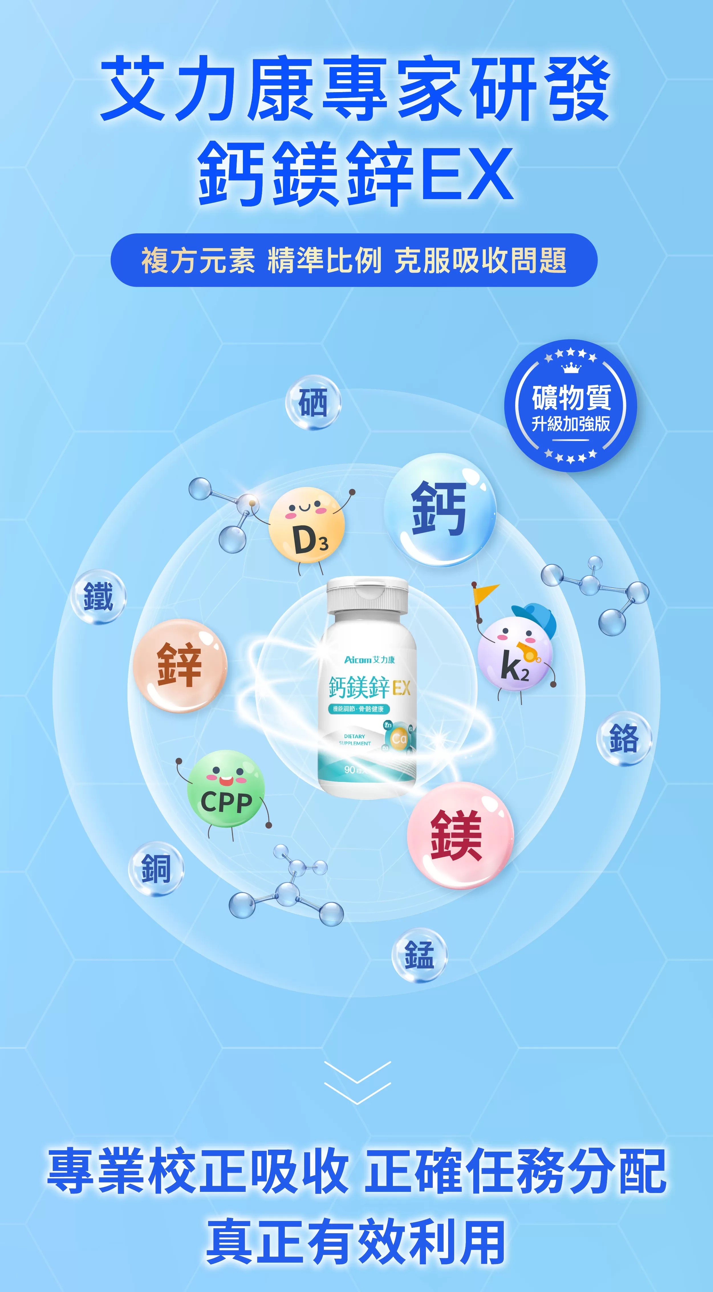 Aicom艾力康 鈣鎂鋅EX＊2盒