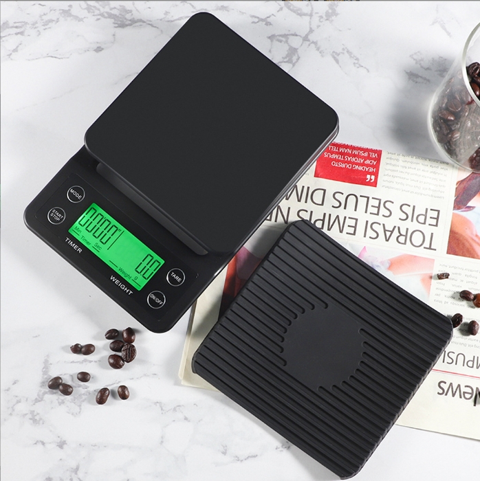 多功能計時手沖咖啡秤/5公斤 咖啡電子秤 磅秤 食物秤 送防滑墊送電池 電子秤
