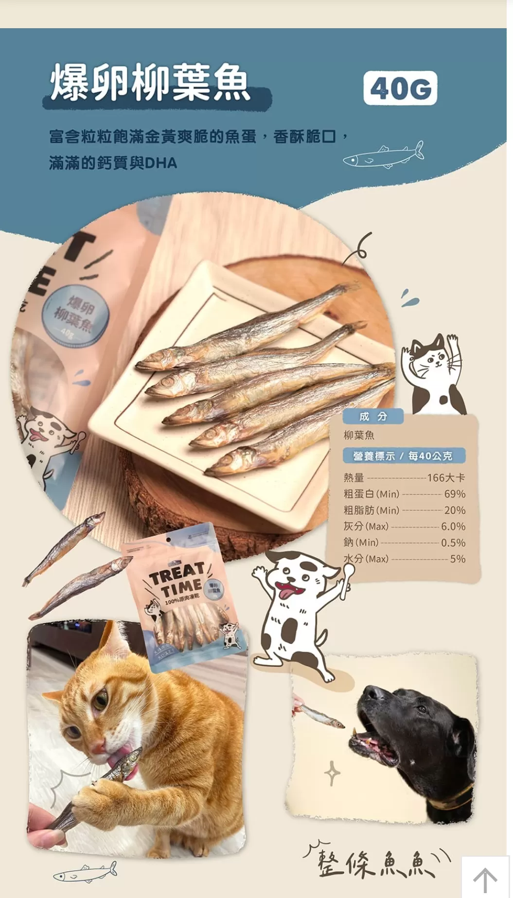 爆卵柳葉魚& TREAT TIME 100%天然原肉零食凍乾