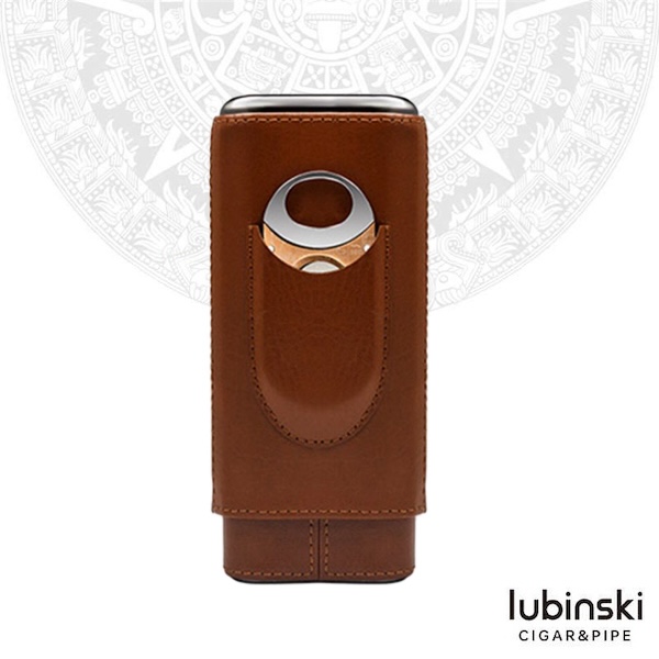 「Lubinski 台灣官方總代理」便攜皮套雪茄三支裝保濕管｜Capadura｜