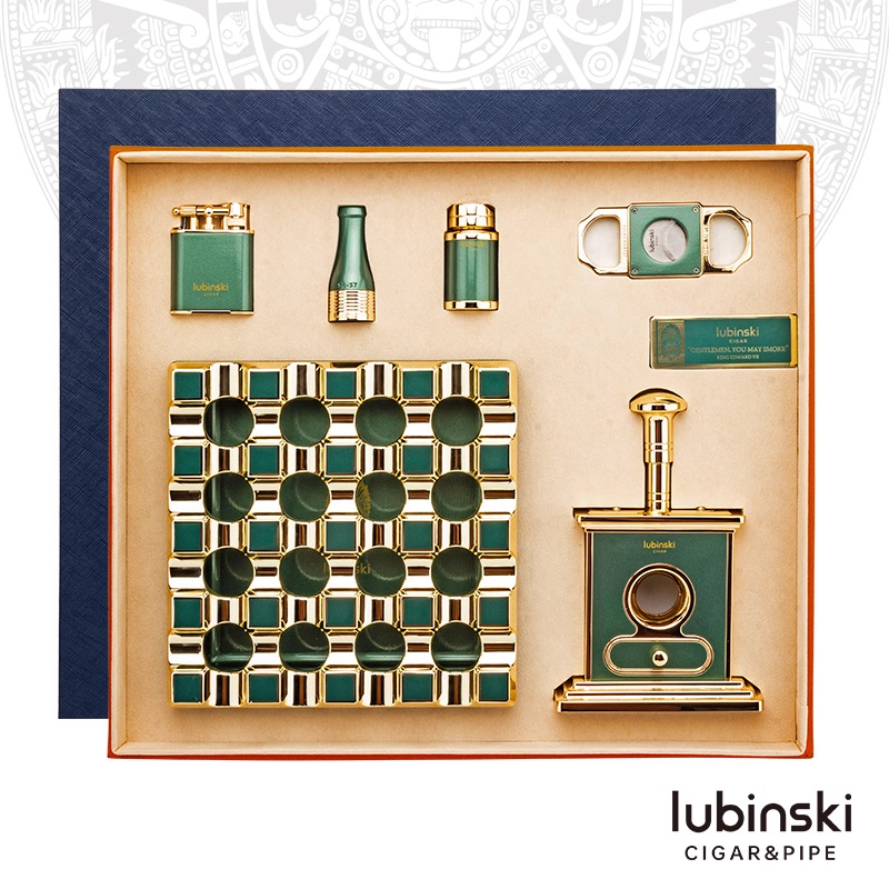 「Lubinski 台灣官方總代理」高檔雪茄工具六套合金煙灰缸桌上型剪刀雙直衝打火機煙嘴| Capadura｜雪茄館