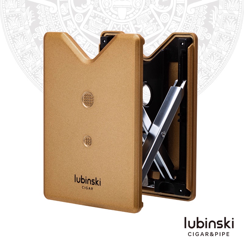 「Lubinski 台灣官方總代理」多功能雪茄煙托帶雙開孔器金屬鋅合金高檔支架便攜配皮套 | Capadura｜雪茄館