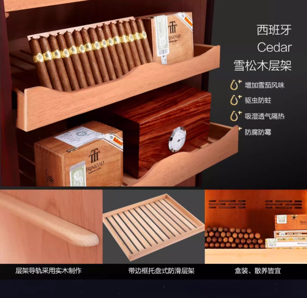 「Lubinski 台灣官方總代理」Raching 美晶 訂製CS600雙門紅酒雪茄一體雪茄櫃｜Capadura｜