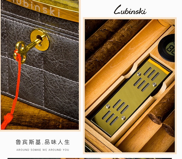 「Lubinski 台灣官方總代理」魯賓斯基 大容量真皮雪松木雪茄保濕箱｜Capadura｜