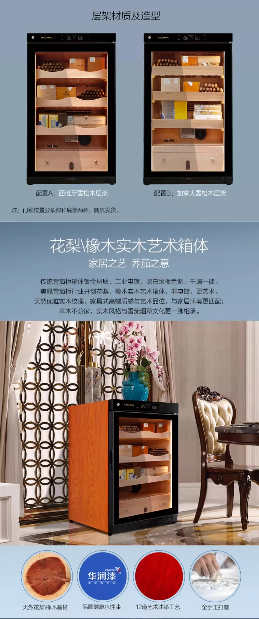 「Lubinski 台灣官方總代理」Raching 美晶 恆溫恆濕雪松木雪茄櫃 C150A｜Capadura｜