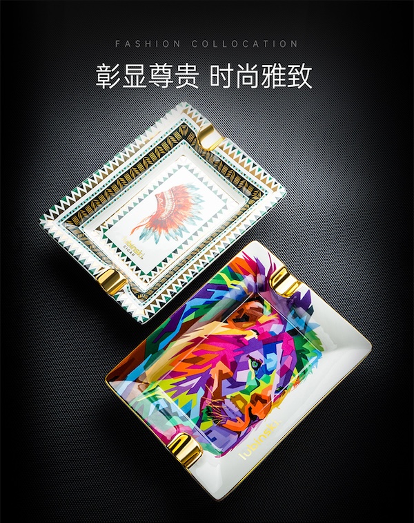 「Lubinski 台灣官方總代理」雙槽錯位陶瓷雪茄煙灰缸｜Capadura｜