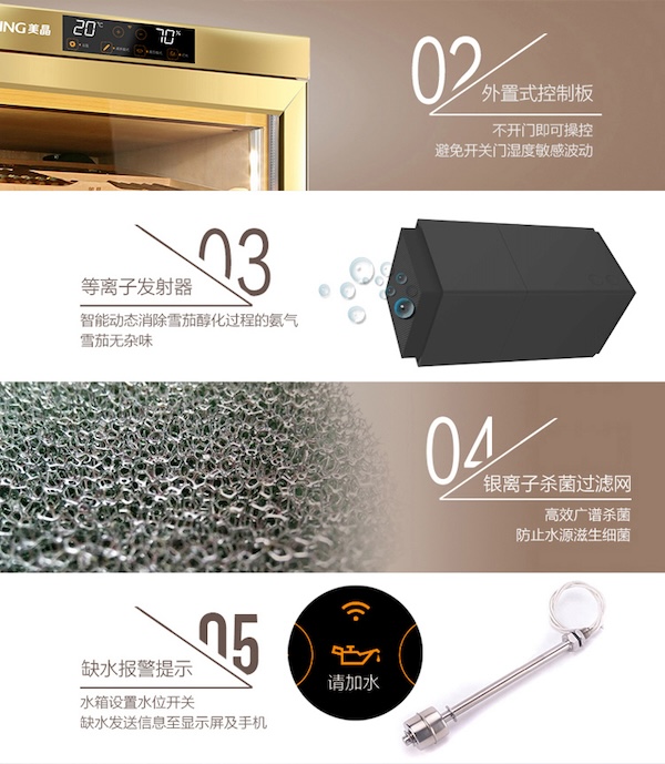 「Lubinski 台灣官方總代理」美晶 水平線系列 高端電子恆溫恆濕雪茄存儲櫃｜Capadura｜