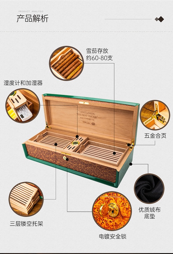 「Lubinski 台灣官方總代理」魯賓斯基 進口雪松木層架高檔醇化茄保濕盒｜Capadura｜