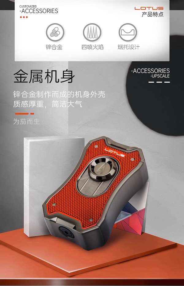「Lubinski 台灣官方總代理」LOTUS 美國蓮花 多功能四直衝大火力雪茄打火機｜Capadura｜