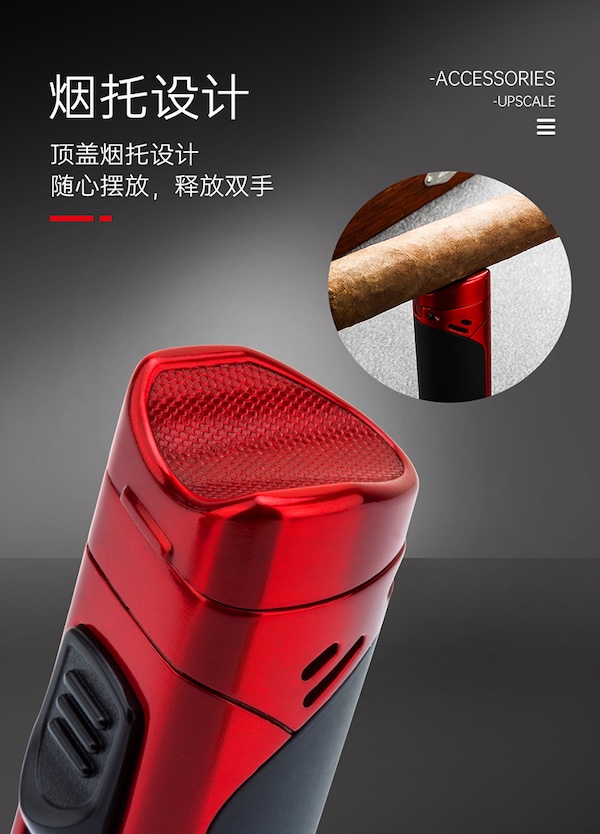 「Lubinski 台灣官方總代理」LOTUS 原裝正品 美國蓮花 帶開孔器四直衝雪茄打火機｜Capadura｜