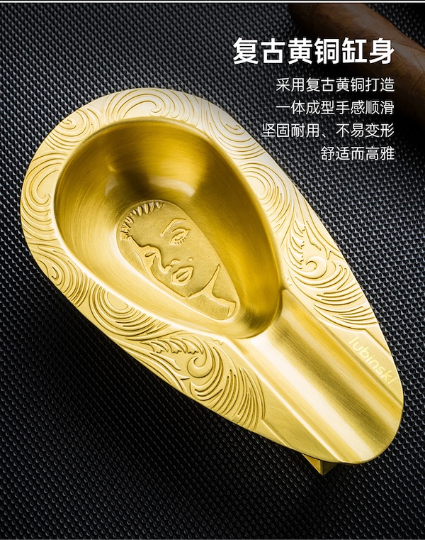 「Lubinski 台灣官方總代理」高檔純銅雪茄剪 打火機 保濕管 煙灰缸4件套裝｜Capadura｜