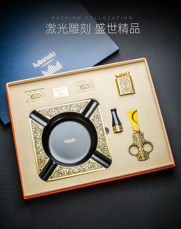 「Lubinski 台灣官方總代理」豪華純銅雪茄煙具套裝｜Capadura｜
