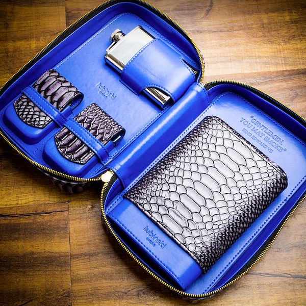 「Lubinski 台灣官方總代理」 蟒蛇紋便攜包5支裝雪茄保濕盒禮品裝｜Capadura｜,雪茄課程,雪茄館,cigar,Capadura,非古雪茄