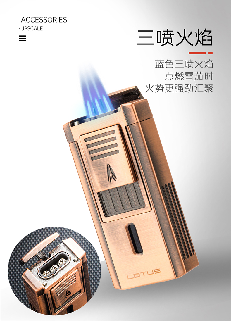 「Lubinski 台灣官方總代理」進口蓮花 多功能帶V型剪刀雪茄打火機｜Capadura｜