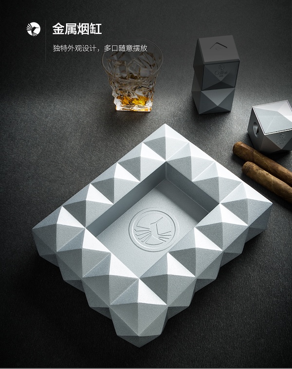 「Lubinski 台灣官方總代理」美國 COLIBRI 三直衝防風打火機+台式雪茄剪+煙灰缸 三件組｜Capadura｜