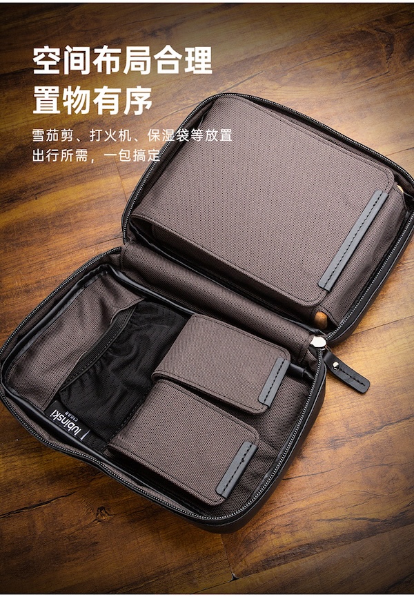 「Lubinski 台灣官方總代理」魯賓斯基 便攜防水潑雪茄5支裝真皮軟包｜Capadura｜