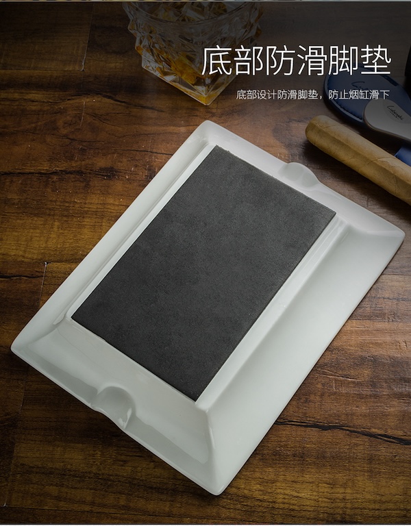 「Lubinski 台灣官方總代理」陶骨瓷方形台式兩槽雪茄煙灰缸|Capadura|,雪茄課程,雪茄館,cigar,Capadura,非古雪茄