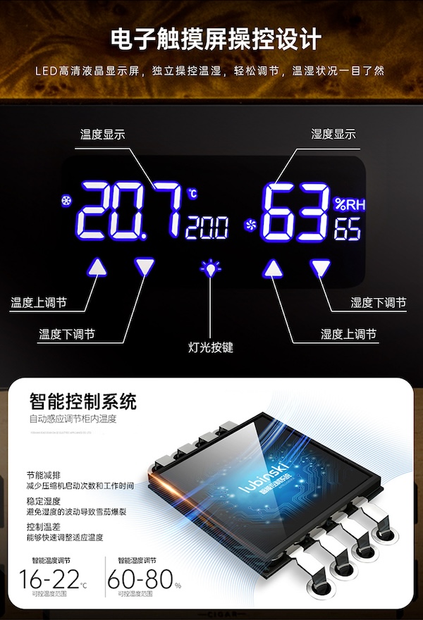 「Lubinski 台灣官方總代理」LUBINSKI 恆溫恆濕小型WIFI電子雪茄櫃｜Capadura｜
