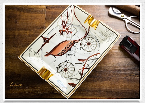 「Lubinski 台灣官方總代理」陶骨瓷方形台式兩槽雪茄煙灰缸|Capadura|,雪茄課程,雪茄館,cigar,Capadura,非古雪茄