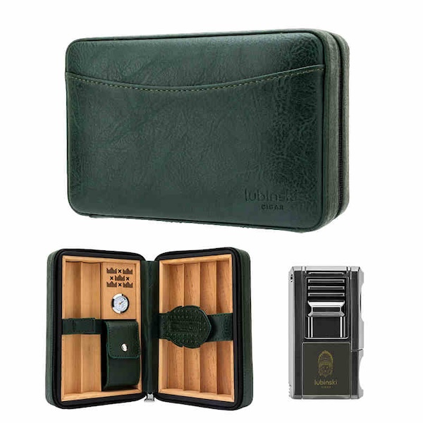 「Lubinski 台灣官方總代理」LUBINSKI 進口真皮雪松木雪茄保濕盒｜Capadura｜