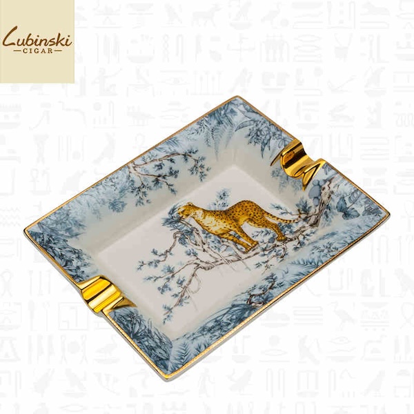 「Lubinski 台灣官方總代理」陶骨瓷方形台式兩槽雪茄煙灰缸｜Capadura｜