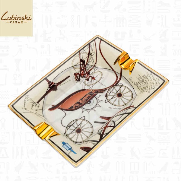 「Lubinski 台灣官方總代理」陶骨瓷方形台式兩槽雪茄煙灰缸｜Capadura｜