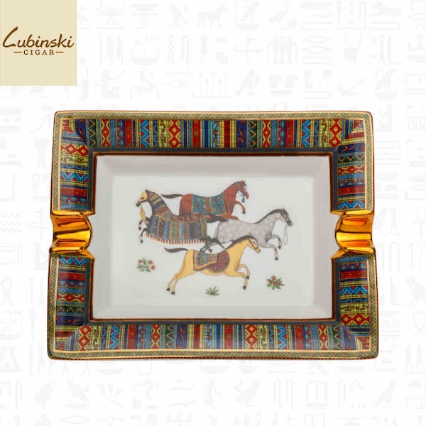 「Lubinski 台灣官方總代理」陶骨瓷方形台式兩槽雪茄煙灰缸｜Capadura｜