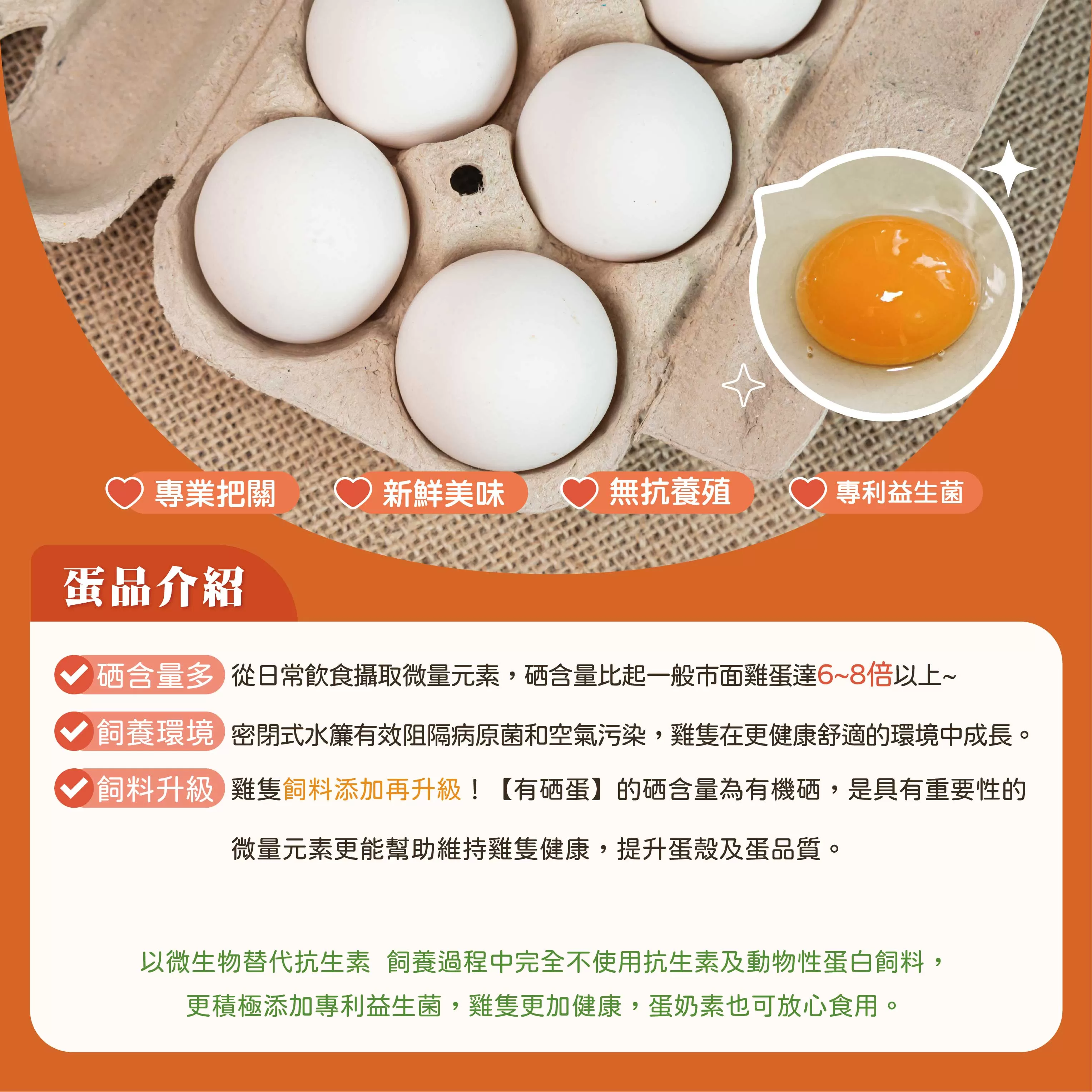 咱兜ㄟ養雞場 星潮有硒蛋/白殼/10入x10盒團購箱(添加專利益生菌 硒含量豐富/雞蛋/平飼)