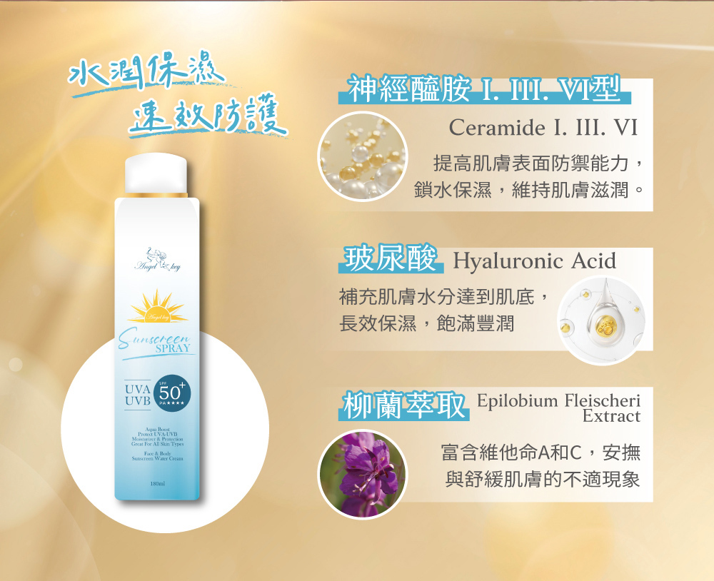 【Angel key】輕透水感防曬噴霧 SPF50+★★★★ 180ml