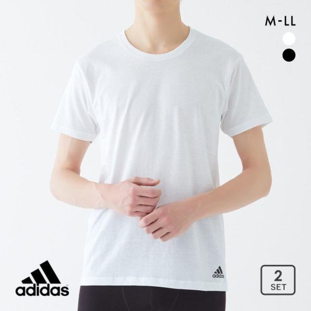 日本adidas男款吸汗速乾圓領短袖T恤2件組
