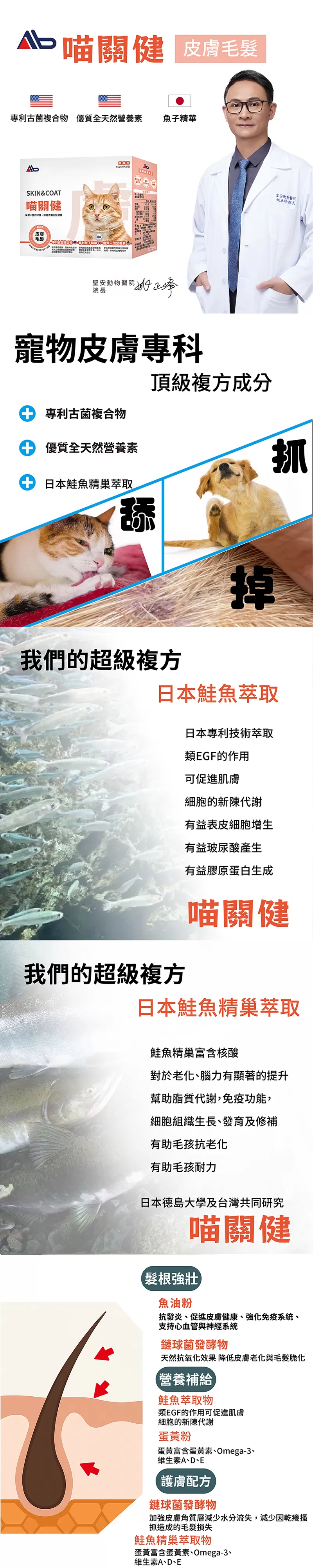 AB喵關健®貓用皮膚毛髮保健粉1.5g*30包