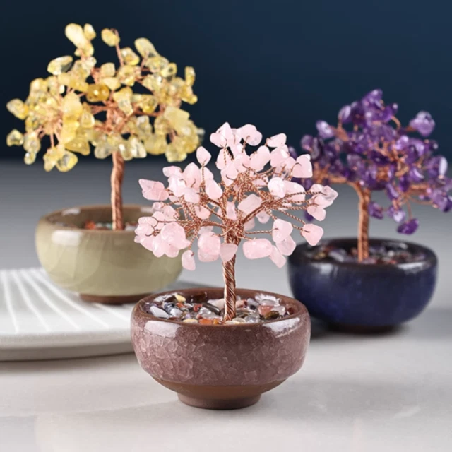 開運迷你水晶樹｜瑪瑙聚寶盆  招財轉運風水擺件