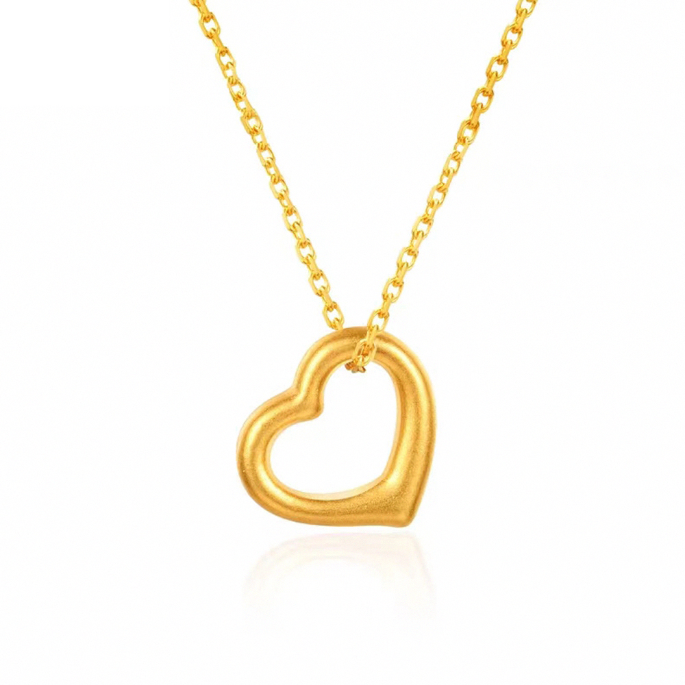 【赫本珠寶】996黃金T 款熱銷立體愛心項鍊(0.02錢)