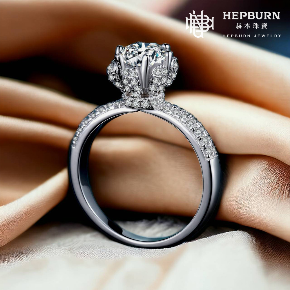 【赫本珠寶】S925冰雪皇后華貴莫桑鑽戒指(1克拉)