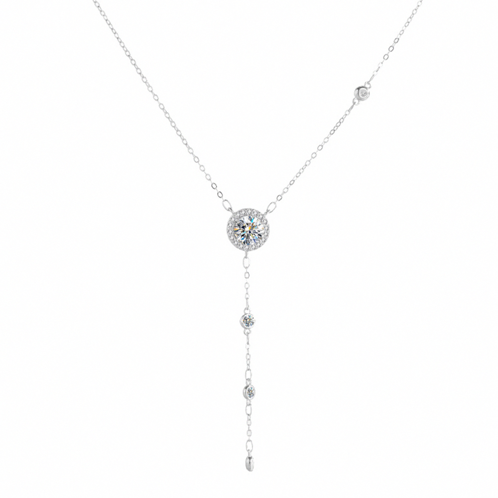 【赫本珠寶】點點星辰Y字流蘇莫桑石項鍊S925-1克拉