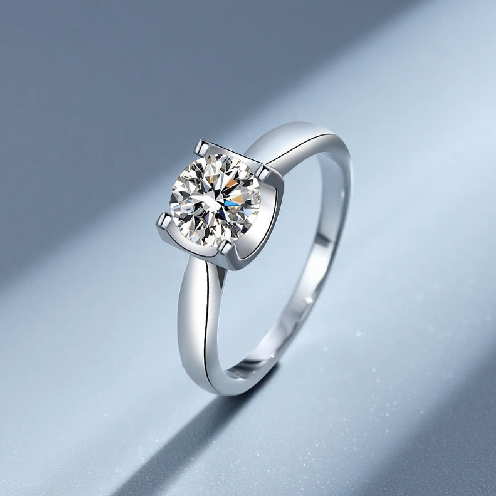 【赫本珠寶】莫桑石 莫桑鑽《情真意摯鑽戒》（50分 璀璨婚戒 純銀對戒 求婚 訂婚）